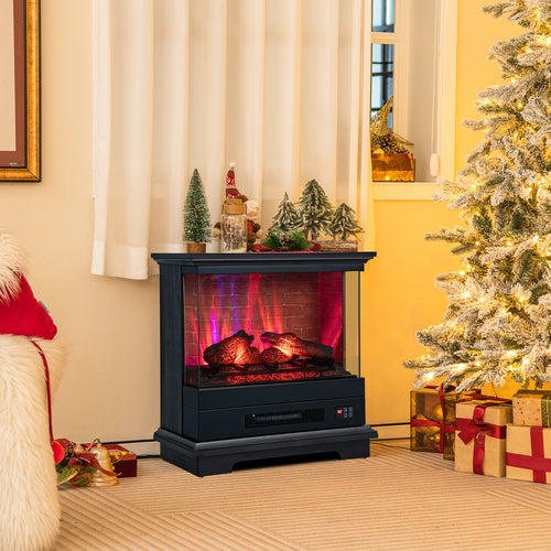 27 Inch Freestanding Fireplace, Remote Control, Black