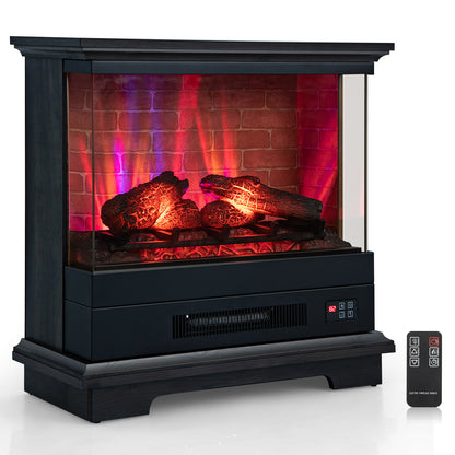 27 Inch Freestanding Fireplace, Remote Control, Black Fireplaces Black at Gallery Canada