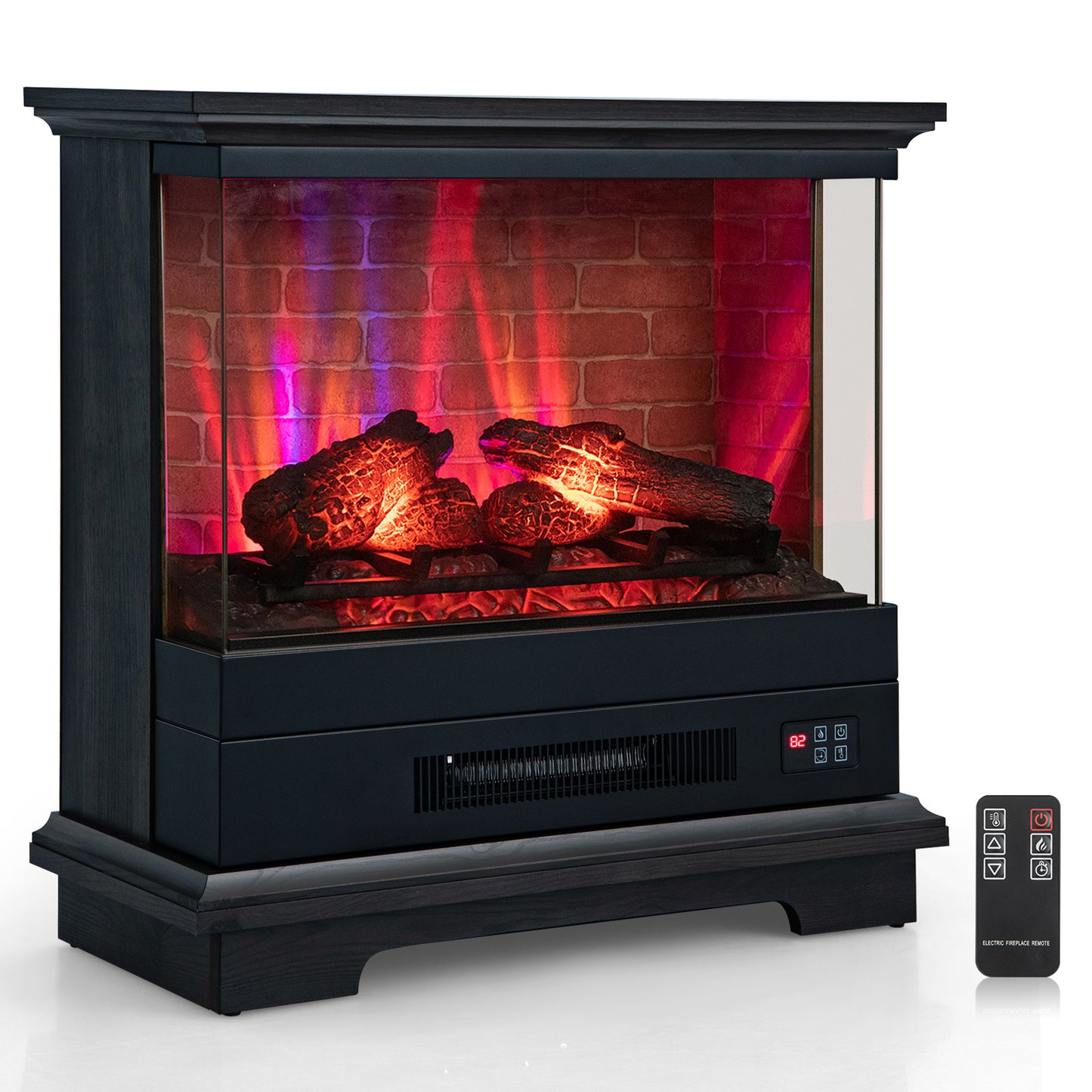 27 Inch Freestanding Fireplace, Remote Control, Black Fireplaces at Gallery Canada