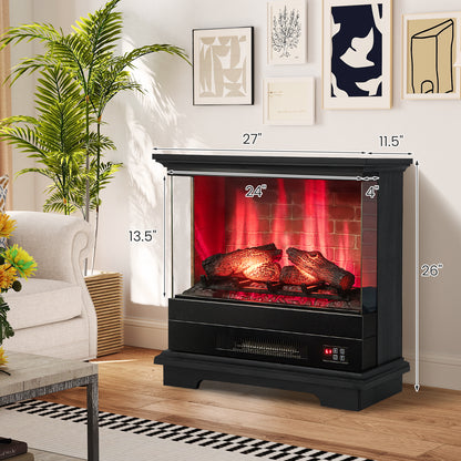 27 Inch Freestanding Fireplace, Remote Control, Black Fireplaces at Gallery Canada