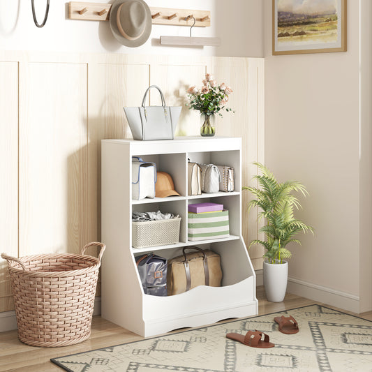 3-Tier Children's Multi-Functional Bookcase Toy Storage Bin Floor Cabinet, White Kids Storage White at Gallery Canada