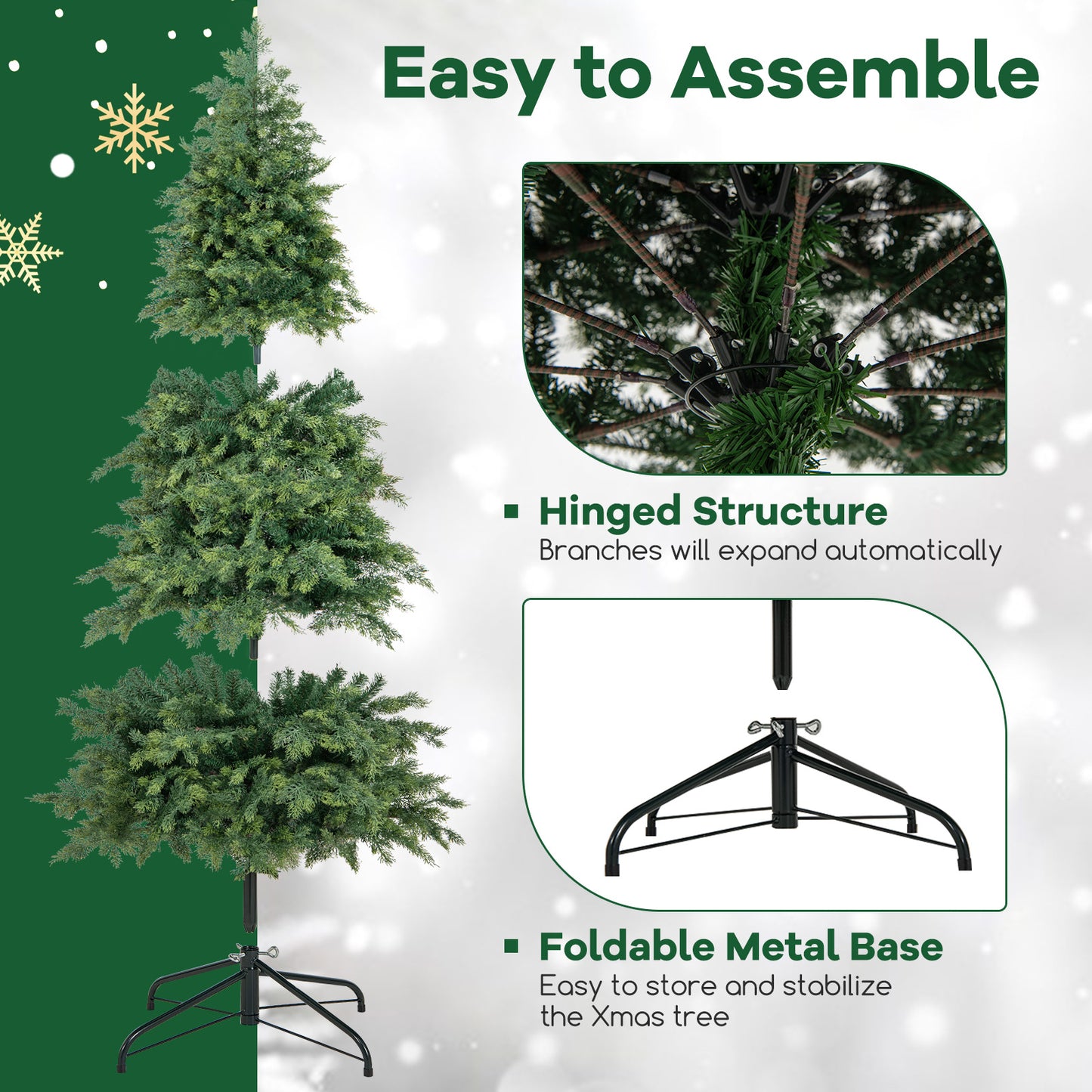 Artificial Christmas Tree Green Hinged Holiday Tree with 721/1019 Lush Branch Tips-6 ft, Green Christmas Tree at Gallery Canada