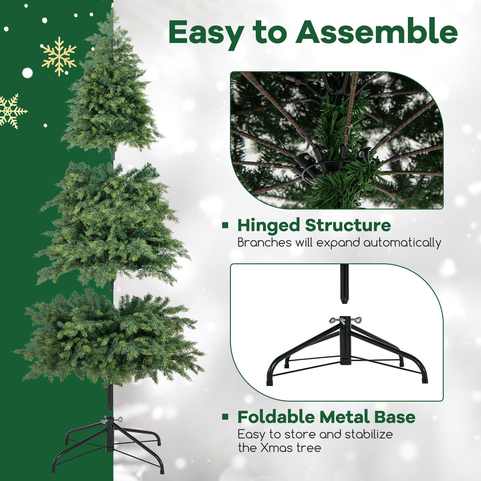 Artificial Christmas Tree Green Hinged Holiday Tree with 721/1019 Lush Branch Tips-6 ft, Green Christmas Tree at Gallery Canada