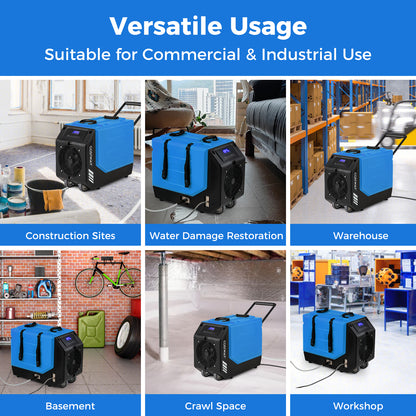 Commercial Dehumidifier With Pump, 190 PPD, Blue Dehumidifiers at Gallery Canada