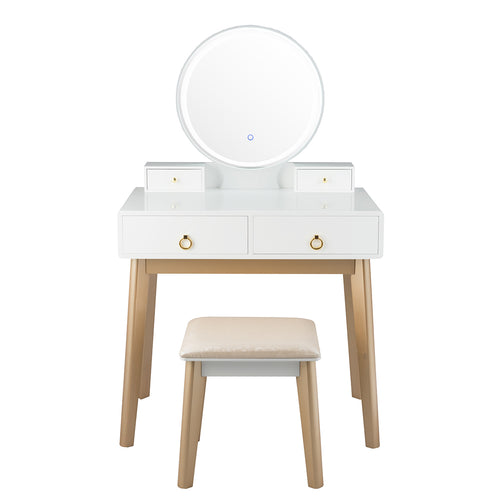 Set 3 Makeup Vanity Table Color Lighting Jewelry Divider Dressing Table, White