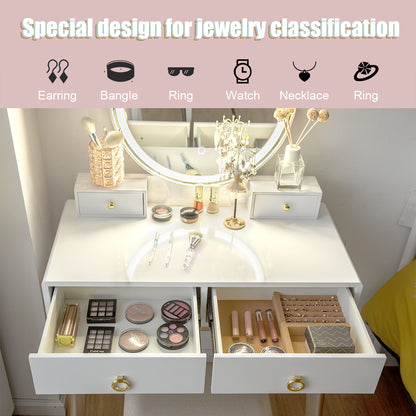 Set 3 Makeup Vanity Table Color Lighting Jewelry Divider Dressing Table, White Makeup Vanities at Gallery Canada