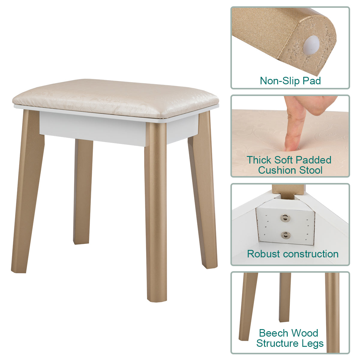 Set 3 Makeup Vanity Table Color Lighting Jewelry Divider Dressing Table, White Makeup Vanities at Gallery Canada