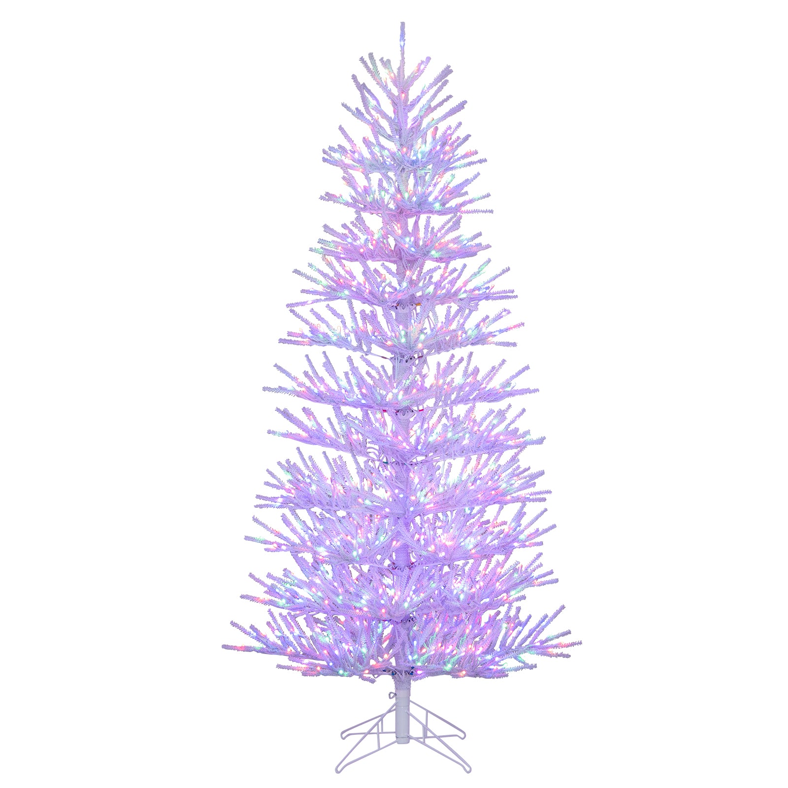 7 FT Artificial Pre-lit Christmas Tree Hinged Xmas Tree with 820 Coral-like Branch Tips, White Christmas Tree White at Gallery Canada