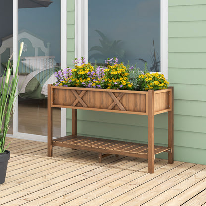 Poly Wood Elevated Planter Box With Storage Shelf, Coffee Raised Garden Beds at Gallery Canada