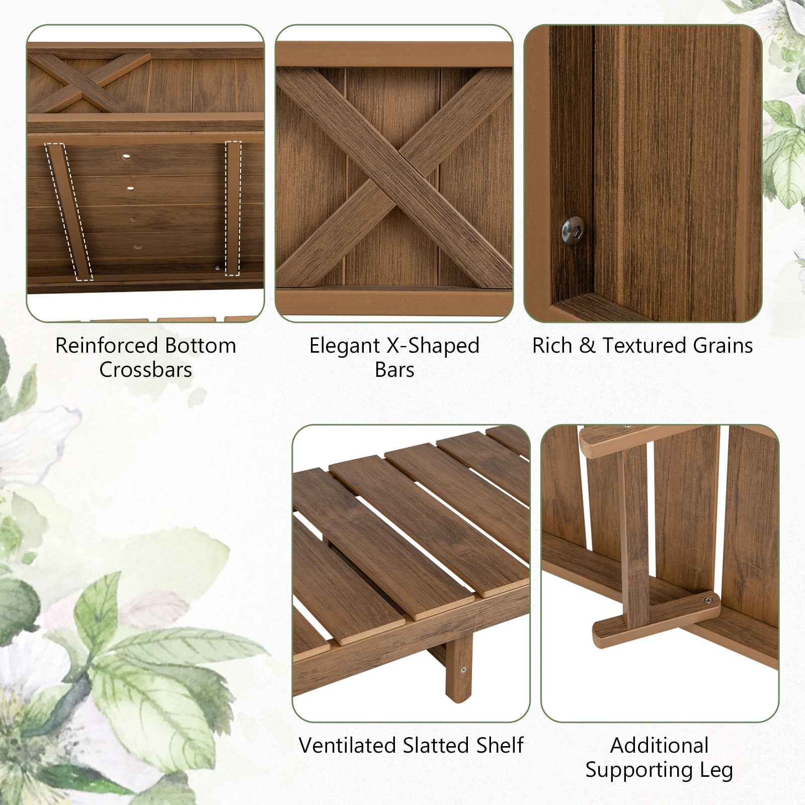 Poly Wood Elevated Planter Box With Storage Shelf, Coffee Raised Garden Beds at Gallery Canada