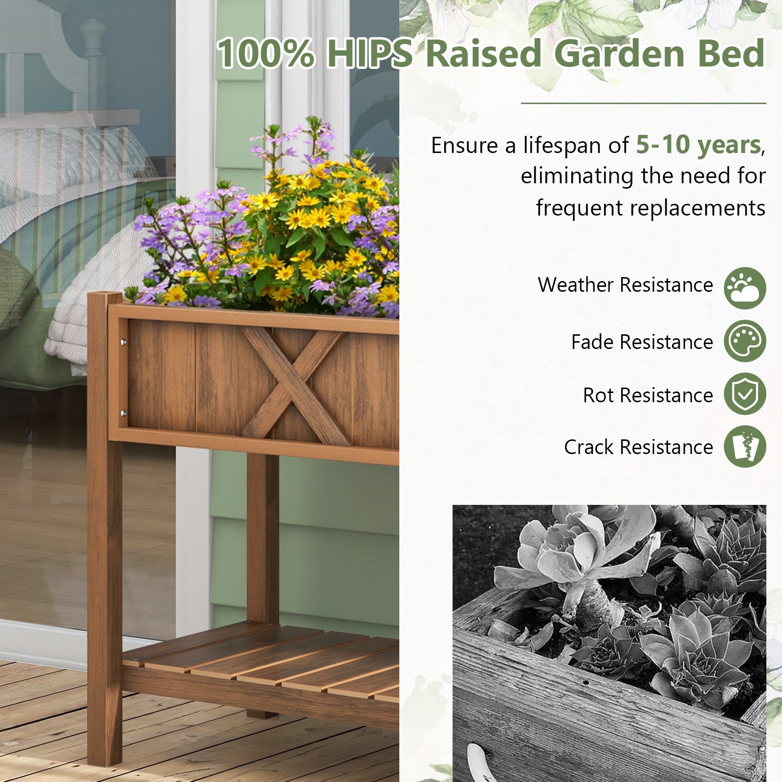 Poly Wood Elevated Planter Box With Storage Shelf, Coffee Raised Garden Beds at Gallery Canada