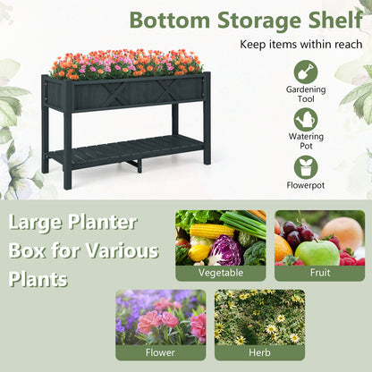 Poly Wood Elevated Planter Box with Legs Storage Shelf Drainage Holes, Black Raised Garden Beds at Gallery Canada