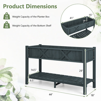Poly Wood Elevated Planter Box with Legs Storage Shelf Drainage Holes, Black Raised Garden Beds at Gallery Canada