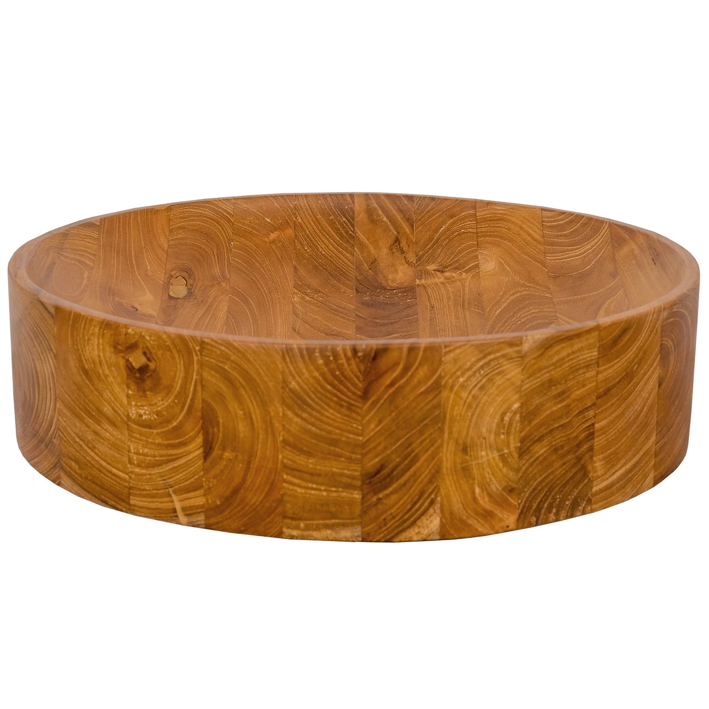 16 Inch Teak Wood Washbasin with Smooth Finish and Rounded Corners, Natural Bathroom Sinks at Gallery Canada