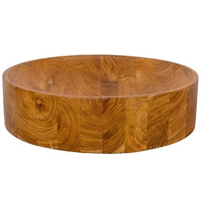 16 Inch Teak Wood Washbasin with Smooth Finish and Rounded Corners, Natural Bathroom Sinks at Gallery Canada
