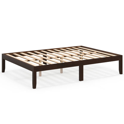 Full Wood Bed Frame With Wooden Slats, Rubber Wood Legs, Espresso Simple Bed Frame at Gallery Canada