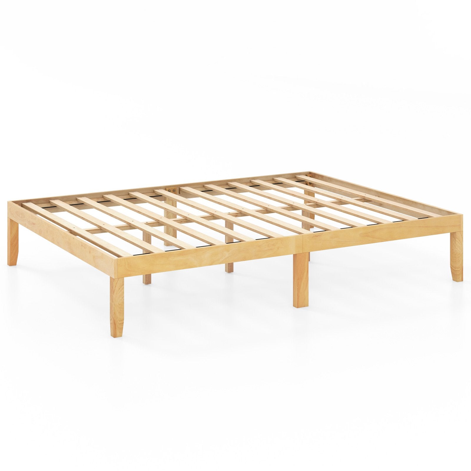 Queen Size Wood Bed Frame with Wooden Slats Support and Rubber Wood Legs, Natural Simple Bed Frame at Gallery Canada