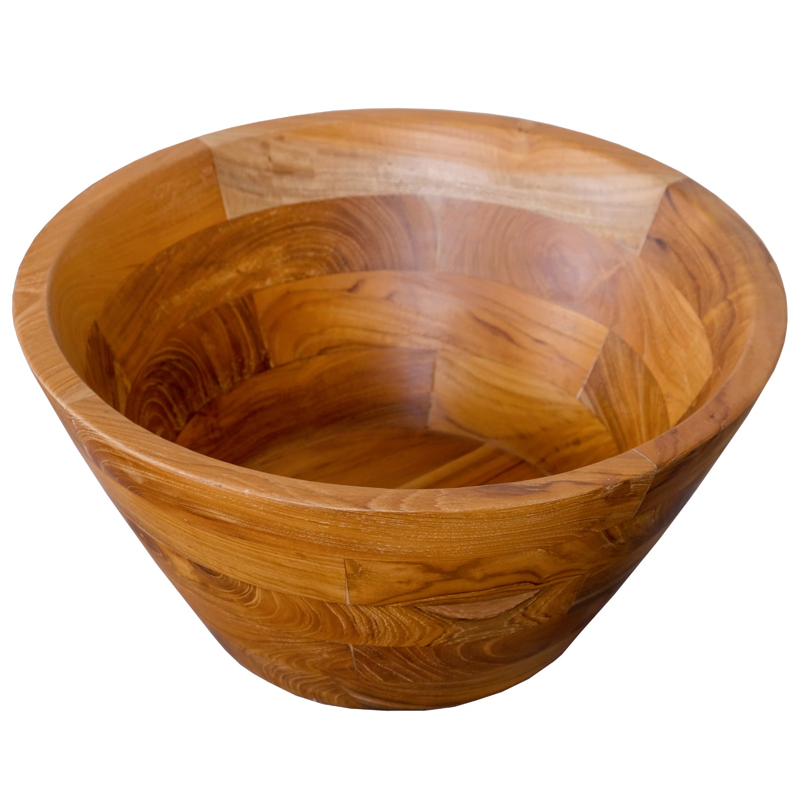 16 Inch Teak Wood Washbasin with Drainage Hole and Smooth Finish, Natural Bathroom Sinks at Gallery Canada