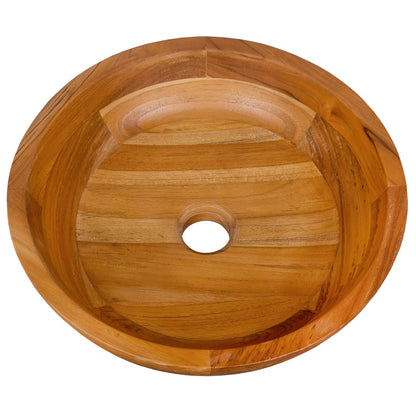 16 Inch Teak Wood Washbasin with Drainage Hole and Rounded Corners, Natural Bathroom Sinks at Gallery Canada
