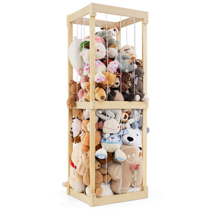 300L Grand rangement pour animaux en peluche, dessus ouvert, élastiques, naturel