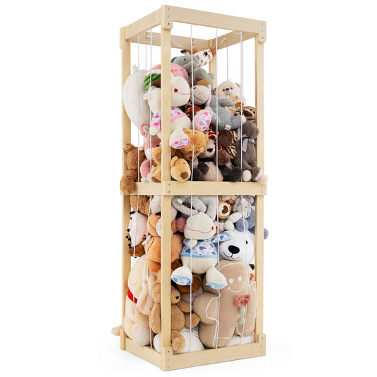 300L Large Stuffed Animal Storage, Open Top, Elastic Cords, Natural