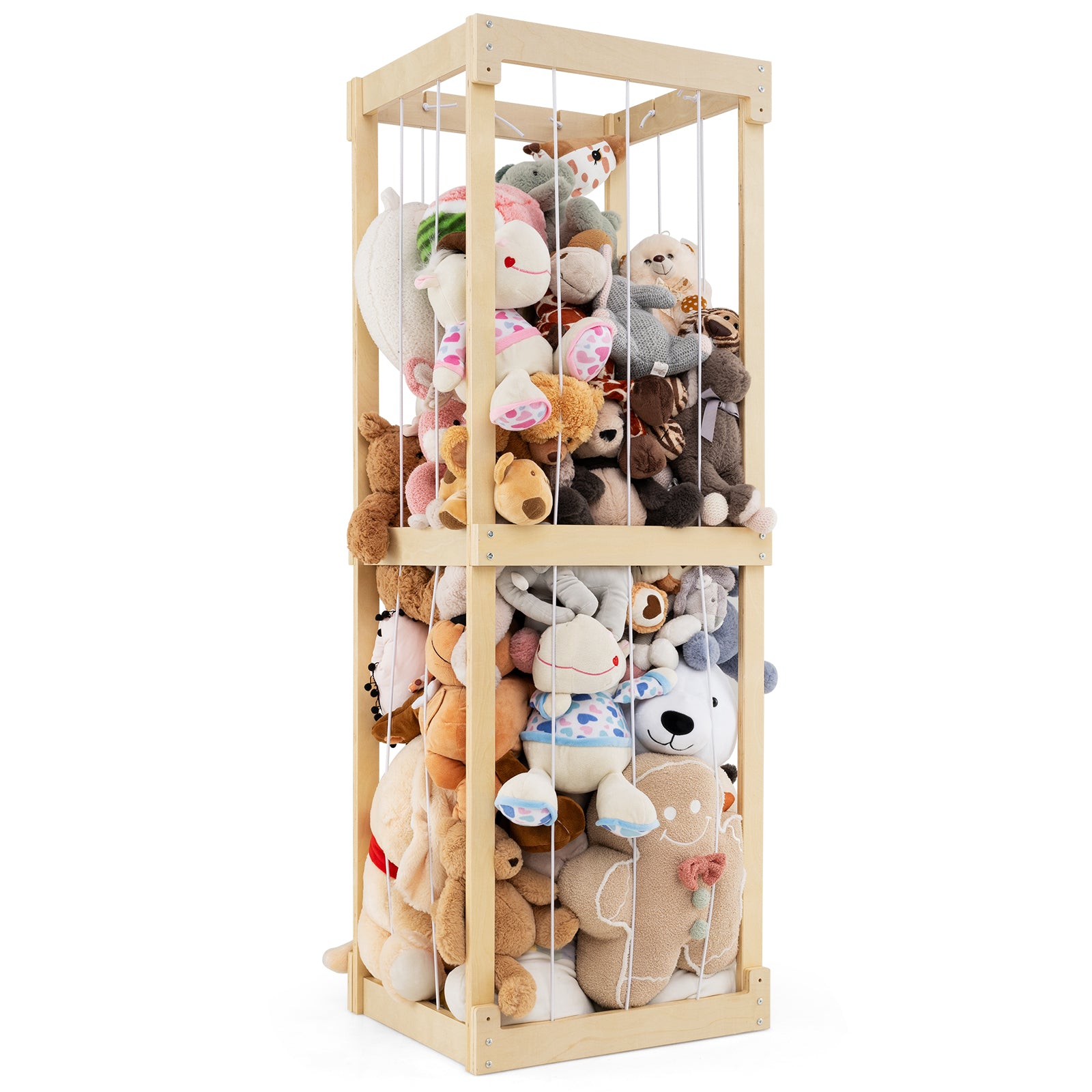 300L Large Stuffed Animal Storage with Open Top and Elastic Cords, Natural Kids Storage Natural at Gallery Canada