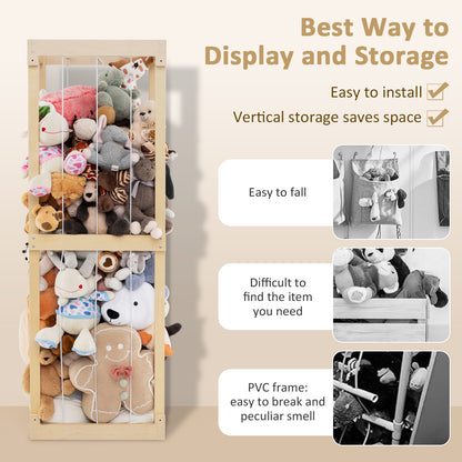 300L Large Stuffed Animal Storage with Open Top and Elastic Cords, Natural Kids Storage at Gallery Canada