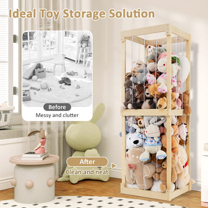 300L Large Stuffed Animal Storage with Open Top and Elastic Cords, Natural Kids Storage at Gallery Canada