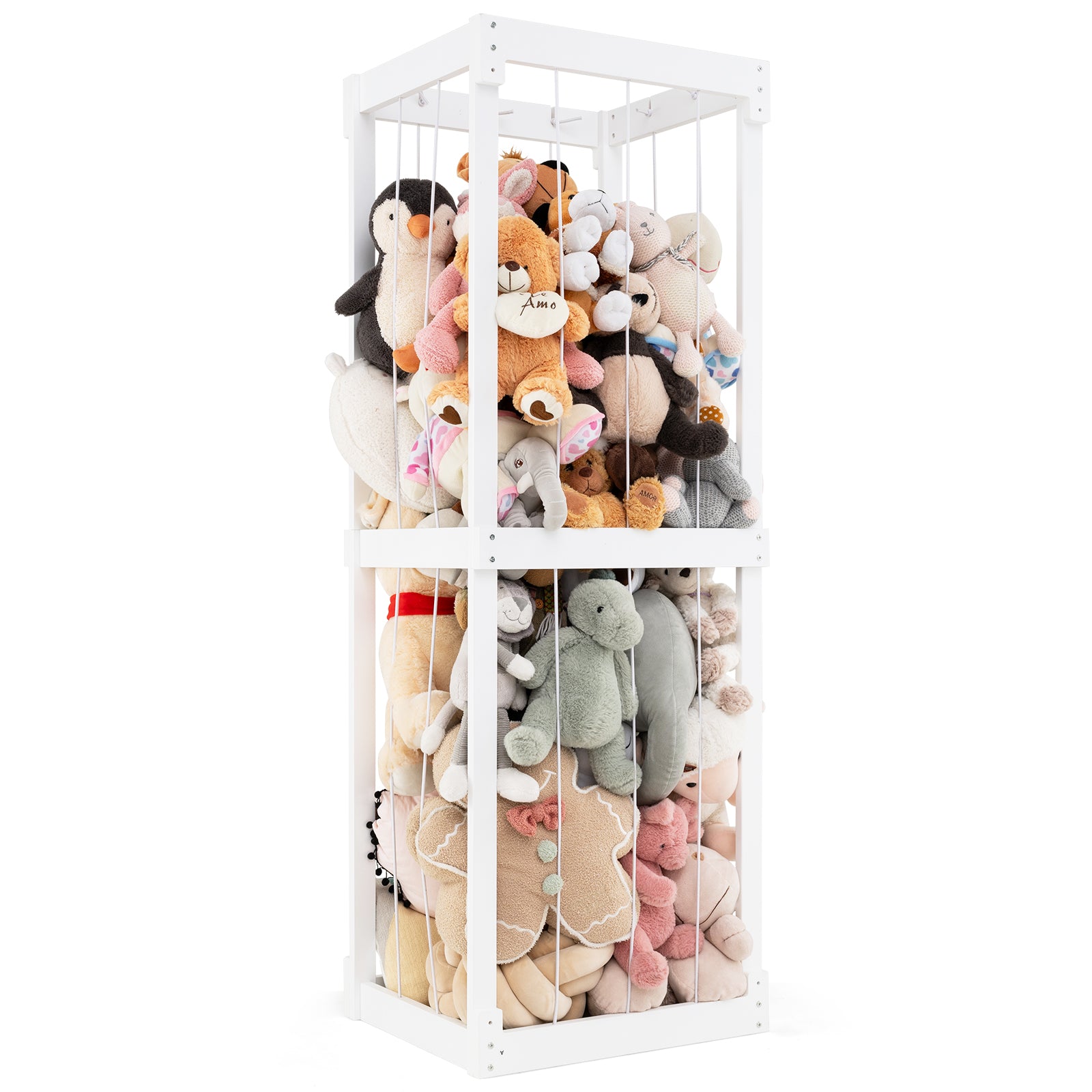 300L Large Stuffed Animal Storage with Open Top and Elastic Cords, White Kids Storage White at Gallery Canada
