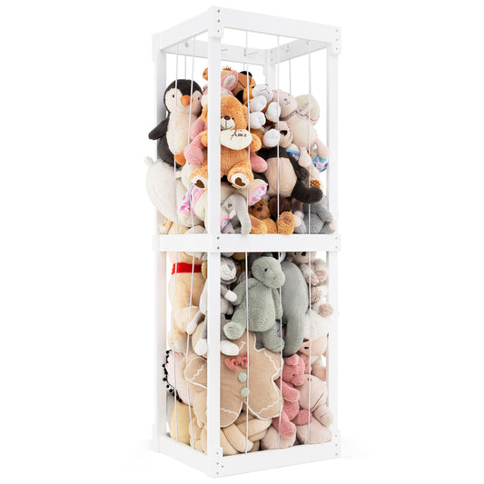 Large Stuffed Animal Storage, 300L, Open Top with Elastic Cords, White