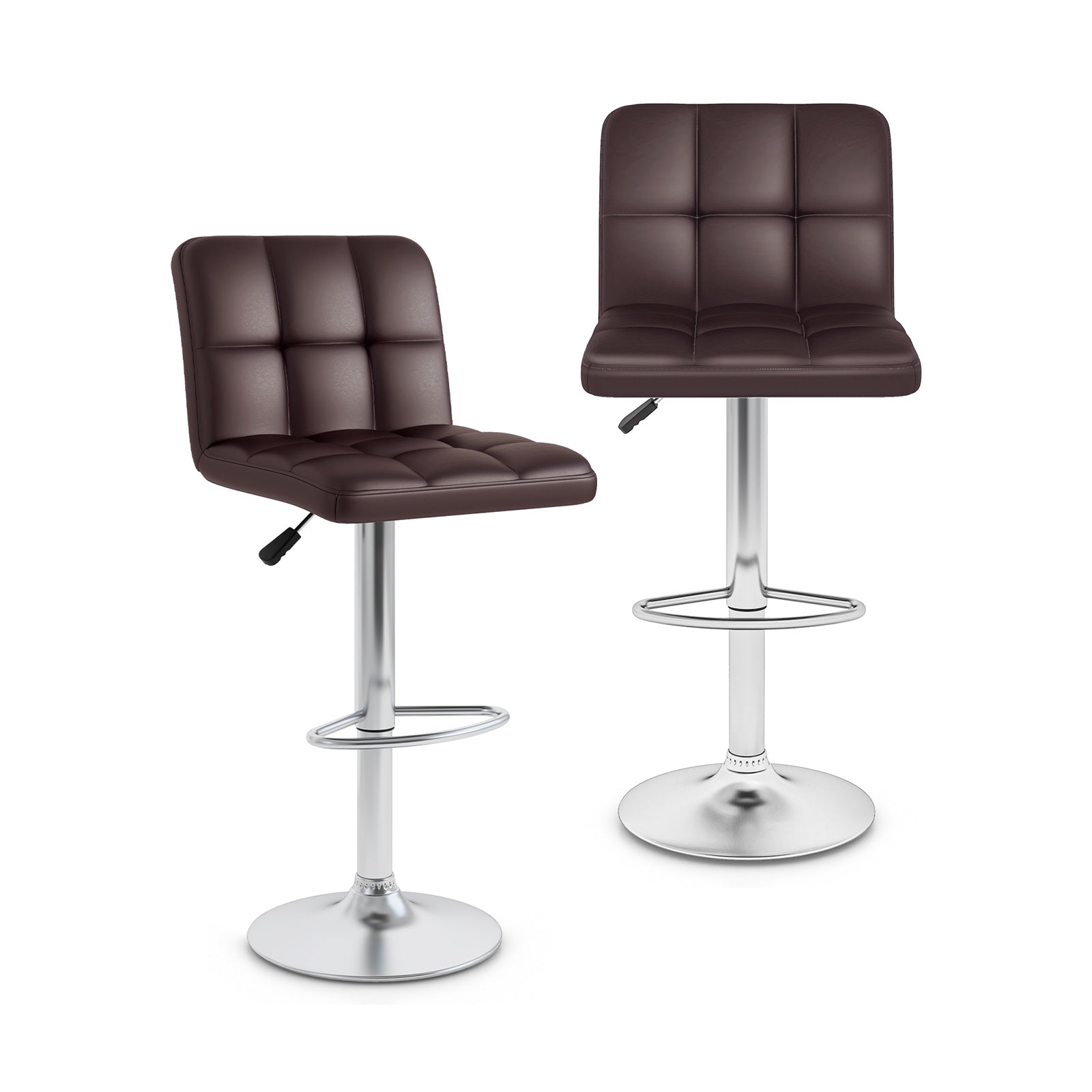Modern Bat Stools Set of 2 with Back and Heavy-duty Metal Base and Footrest, Brown Bar Stools Brown at Gallery Canada