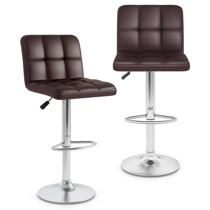 Modern Bat Stools Set of 2 with Back and Heavy-duty Metal Base and Footrest, Brown Bar Stools at Gallery Canada