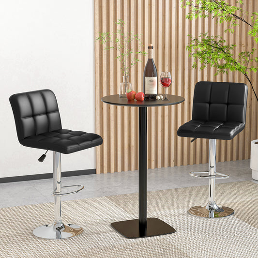 Modern Bat Stools Set of 2 with Back and Heavy-duty Metal Base and Footrest, Black Bar Stools Black at Gallery Canada