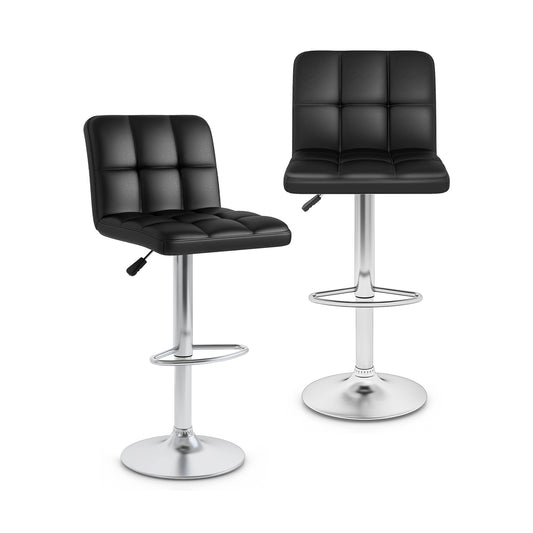 Modern Bat Stools Set of 2 with Back and Heavy-duty Metal Base and Footrest, Black Bar Stools Black at Gallery Canada