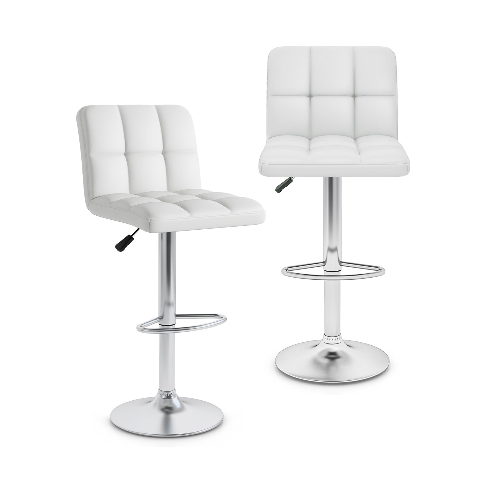 Modern Bat Stools Set of 2 with Back and Heavy-duty Metal Base and Footrest, White Bar Stools at Gallery Canada