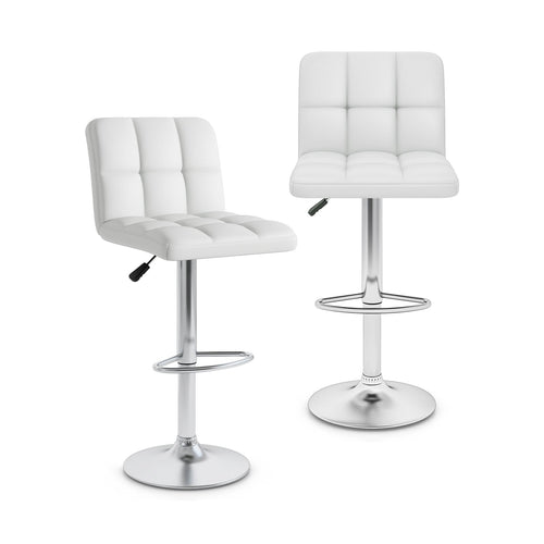 Modern Bat Stools, Set of 2, With Back and Footrest, White