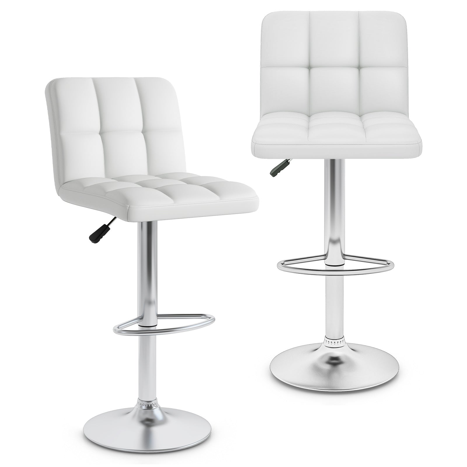 Modern Bat Stools Set of 2 with Back and Heavy-duty Metal Base and Footrest, White Bar Stools at Gallery Canada