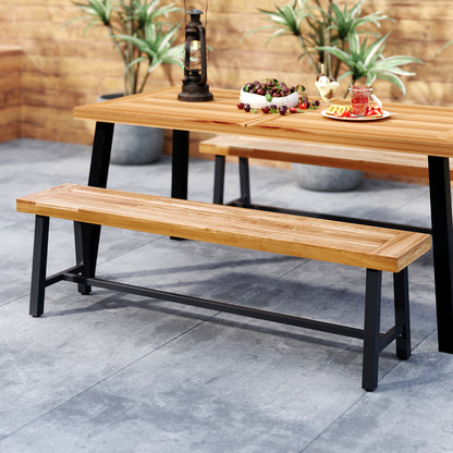 63 Inch 3-Person Acacia Wood Patio Bench, Set of 2 Outdoor Benches at Gallery Canada