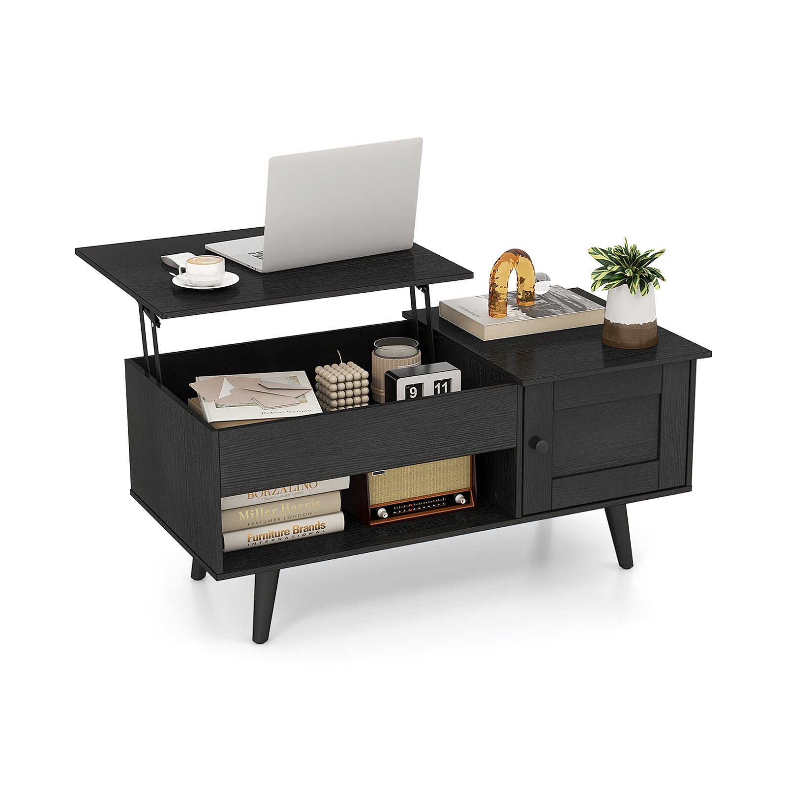 Lift Top Coffee Table with Storage and Hidden Compartment, Black Coffee Tables at Gallery Canada