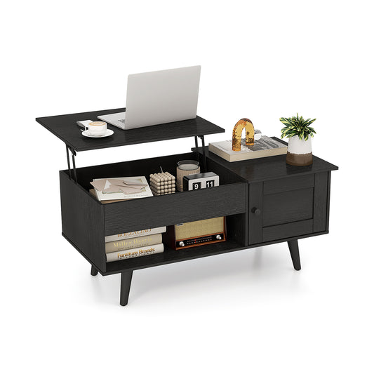Lift Top Coffee Table with Storage and Hidden Compartment, Black Coffee Tables Black at Gallery Canada