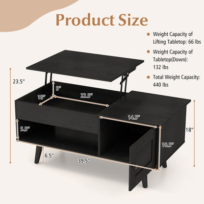 Lift Top Coffee Table with Storage and Hidden Compartment, Black Coffee Tables at Gallery Canada