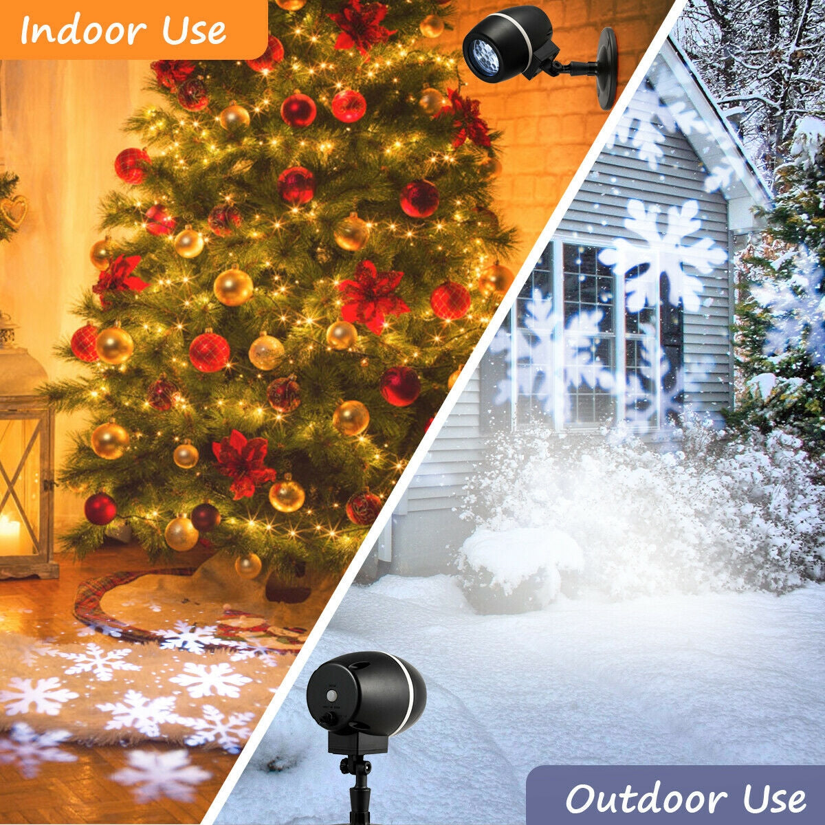 Outdoor Waterproof Christmas Snowflake LED Projector Lights, Black Christmas Decor & Accessories at Gallery Canada