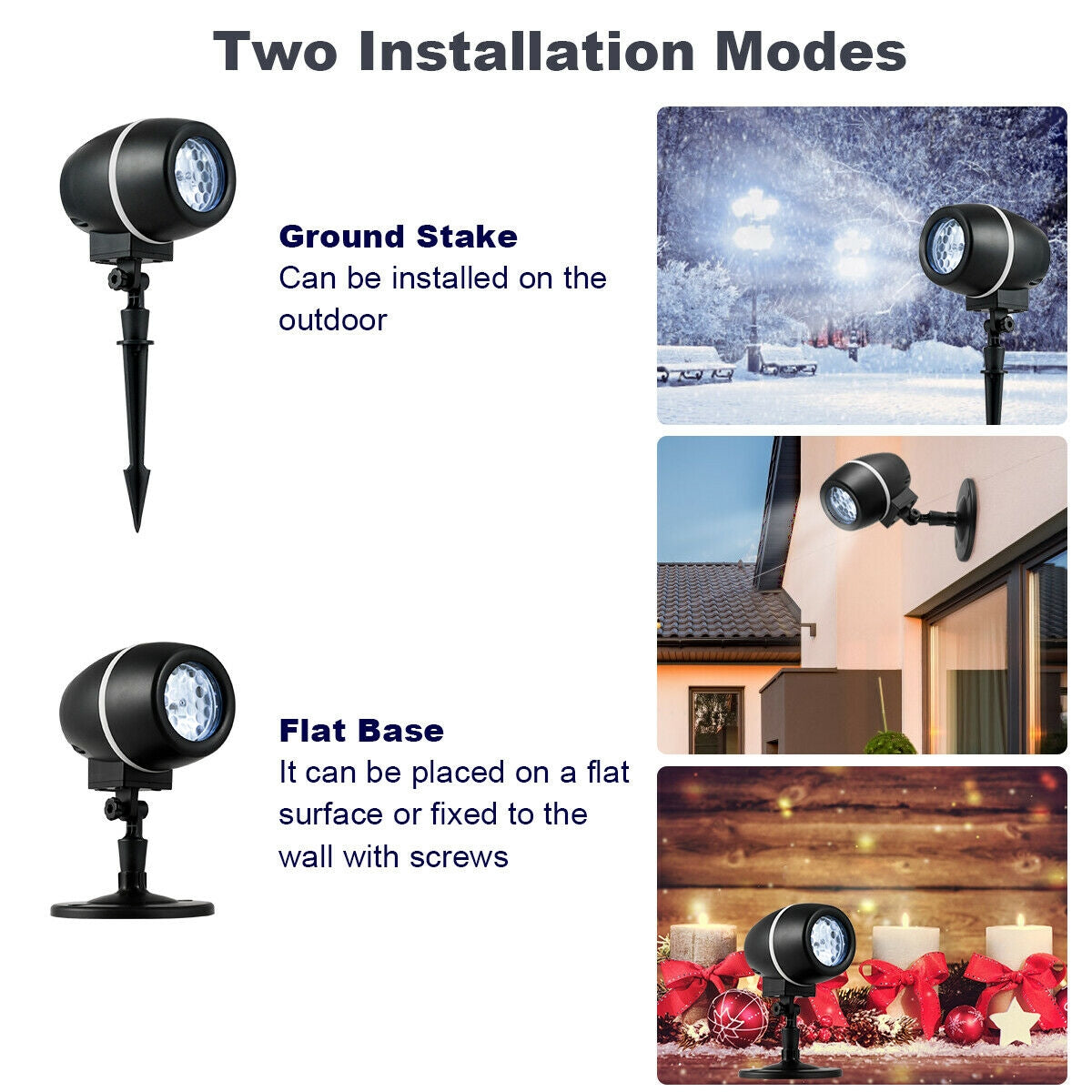 Outdoor Waterproof Christmas Snowflake LED Projector Lights, Black Christmas Decor & Accessories at Gallery Canada