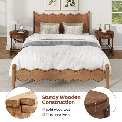 2-Tier Round End Table Mid Century Modern Nightstand with Drawer and Shelf, Brown End & Side Tables at Gallery Canada