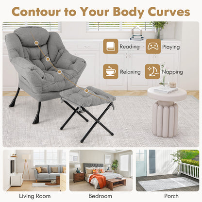 Modern Accent Chair, Folding Footrest, Head Pillow, Gray Accent Chairs at Gallery Canada