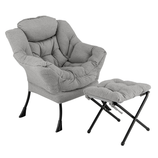 Modern Accent Chair, Folding Footrest, Head Pillow, Gray Accent Chairs Gray at Gallery Canada