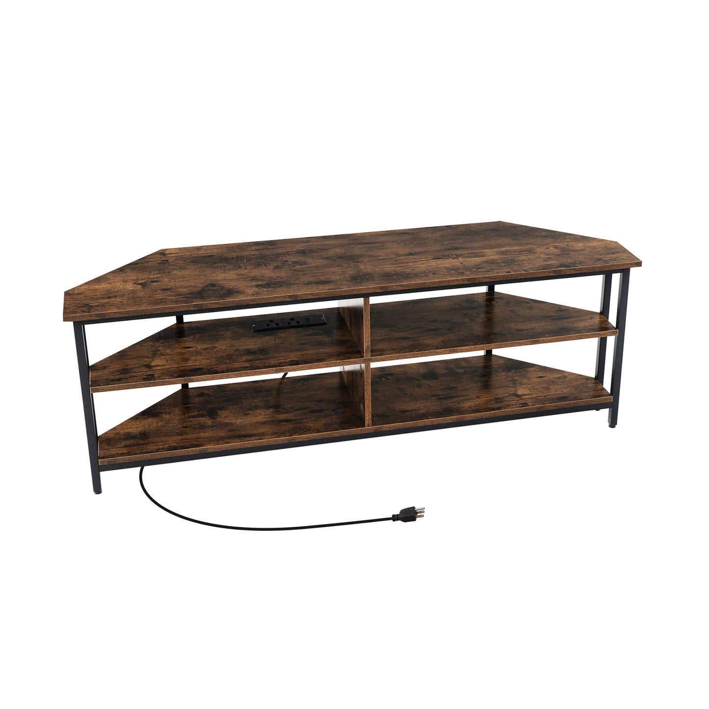 3-Tier Corner TV Stand, 65 Inches, Rustic Brown Entertainment Centers & TV Stands at Gallery Canada