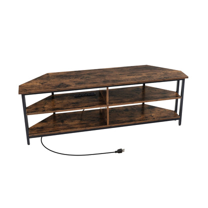 3-Tier Corner TV Stand, 65 Inches, Rustic Brown Entertainment Centers & TV Stands at Gallery Canada