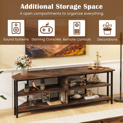 3-Tier Corner TV Stand, 65 Inches, Rustic Brown Entertainment Centers & TV Stands at Gallery Canada
