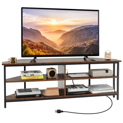 3-Tier Corner TV Stand, 65 Inches, Rustic Brown Entertainment Centers & TV Stands at Gallery Canada